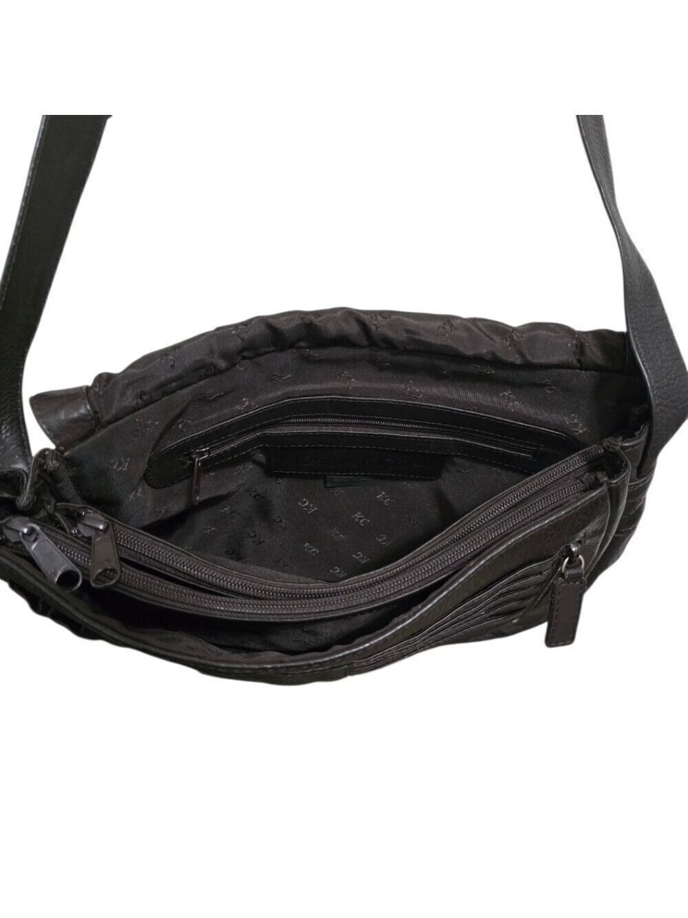 Kenneth Cole Black Genuine Leather Saddlebag Crossbody Purse - Picture 12 of 15